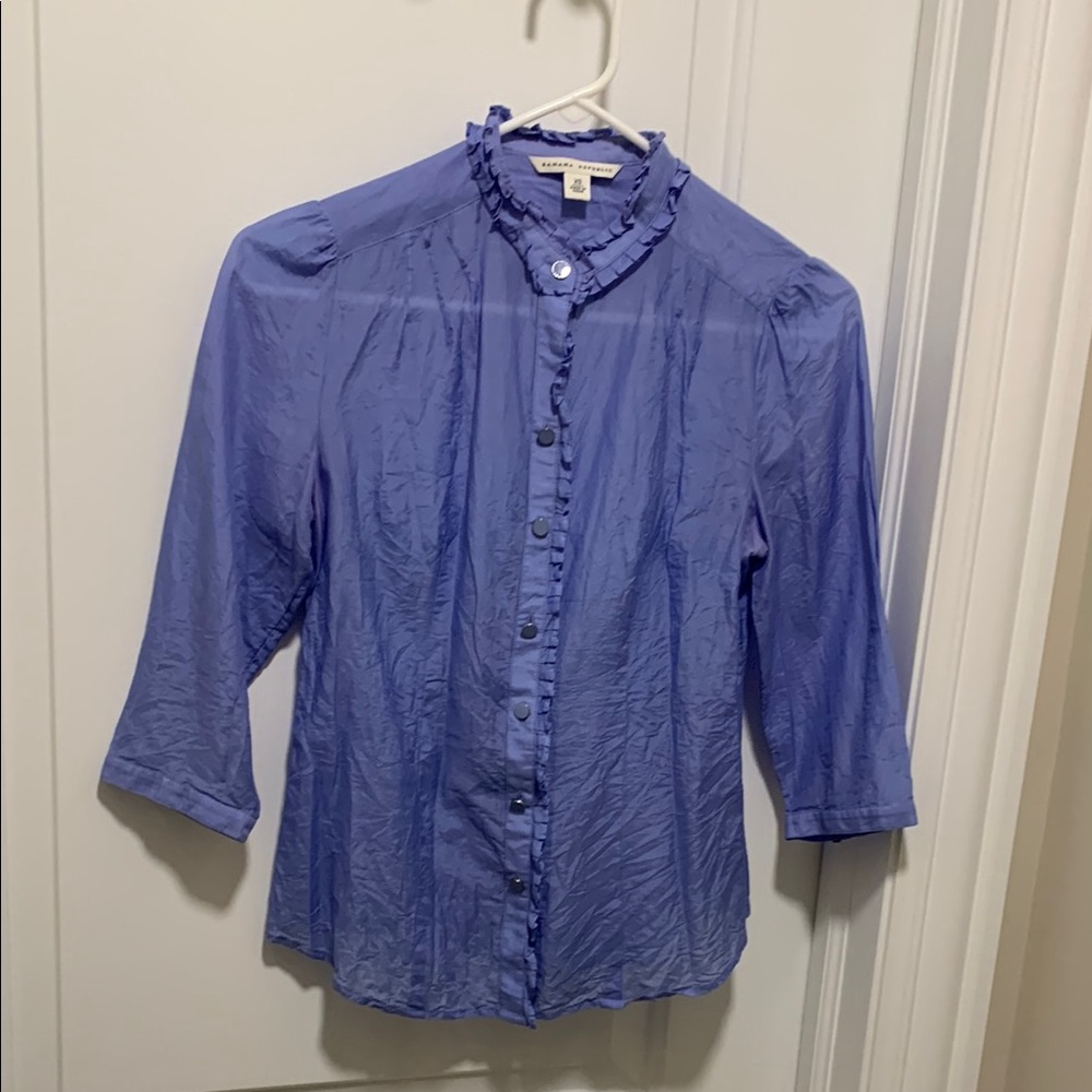 J. Crew Ruffle Button-Up Blouse - Purple